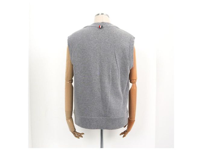 Thom Browne V-neck in cotone interlock Light - vista 5