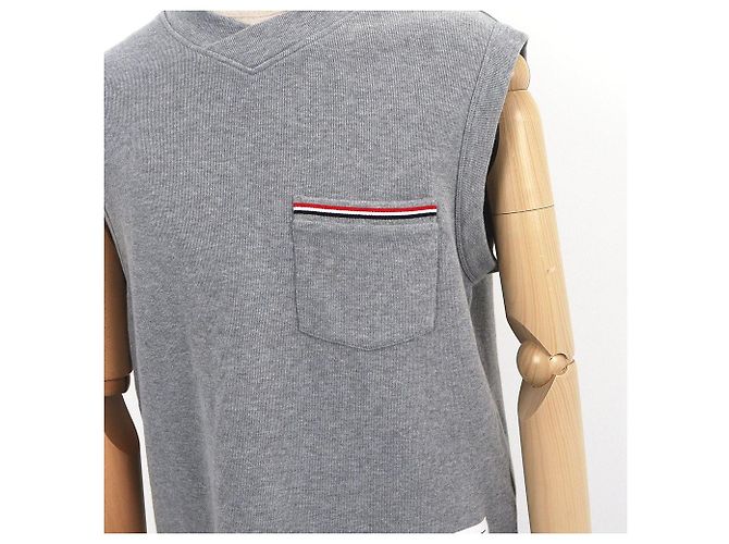 Thom Browne V-neck in cotone interlock Light - vista 7