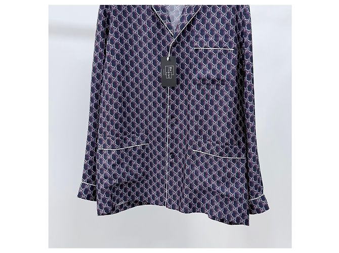 Gucci Camicia in seta multicolore con logo GG - vista 3