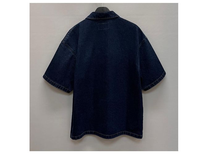 Prada Camicia in denim a maniche corte con tasca logo triangolare - vista 5