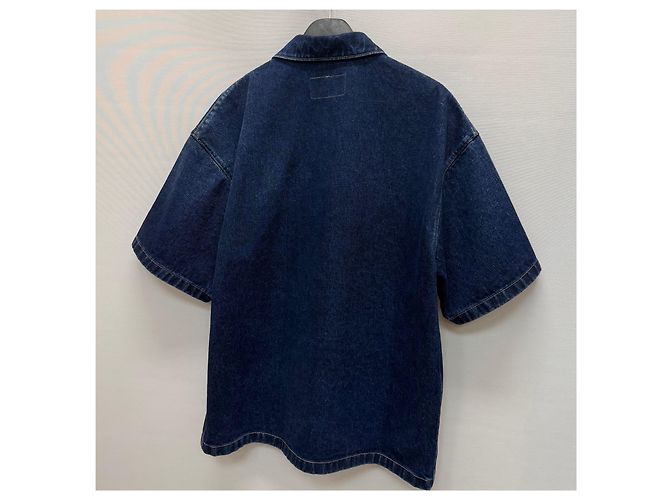 Prada Camicia in denim a maniche corte con tasca logo triangolare - vista 6