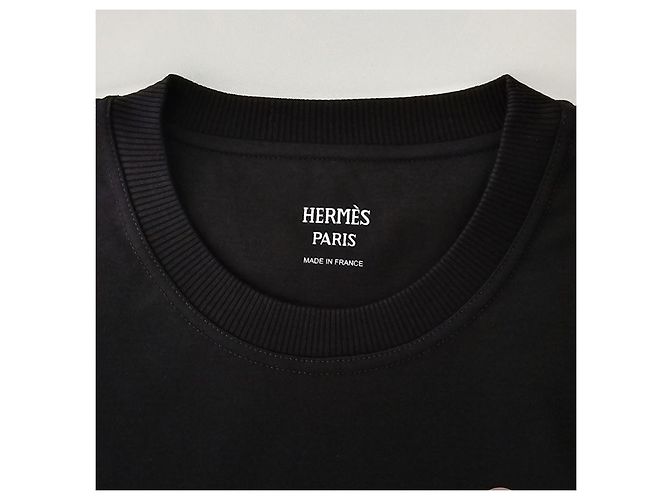 Hermès Maxi Bedrucktes Damen T-Shirt Kurzarm Noir - Ansicht 10