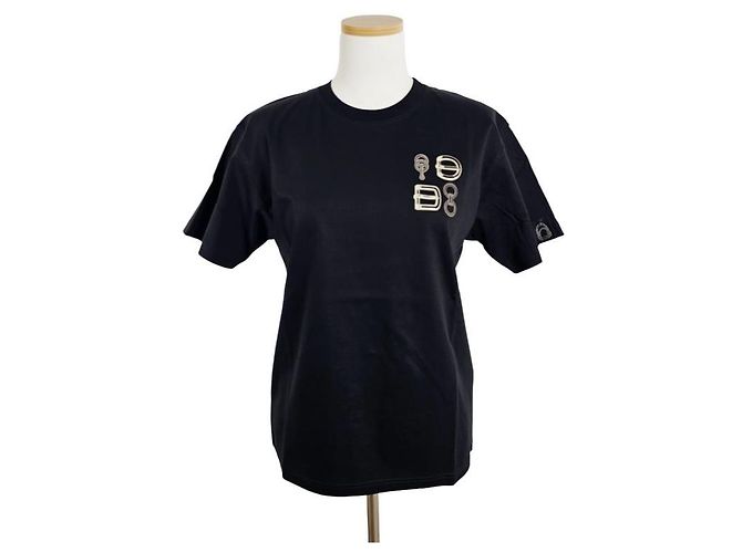 Hermès Maxi Bedrucktes Damen T-Shirt Kurzarm Noir - Ansicht 6