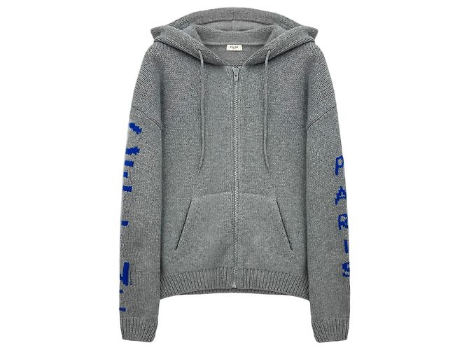 Céline Logo Woll-Hoodie mit Reißverschluss - Ansicht 6