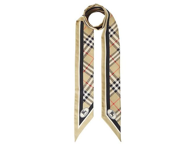 Burberry Sciarpa Skinny in Seta da Donna Check - vista 2