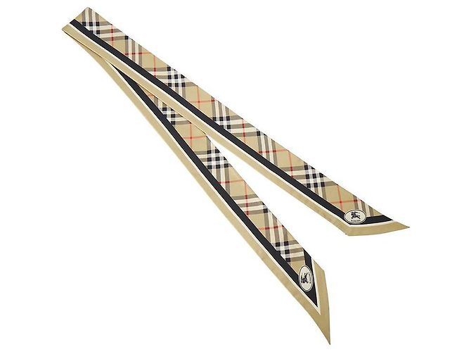 Burberry Sciarpa Skinny in Seta da Donna Check - vista 3