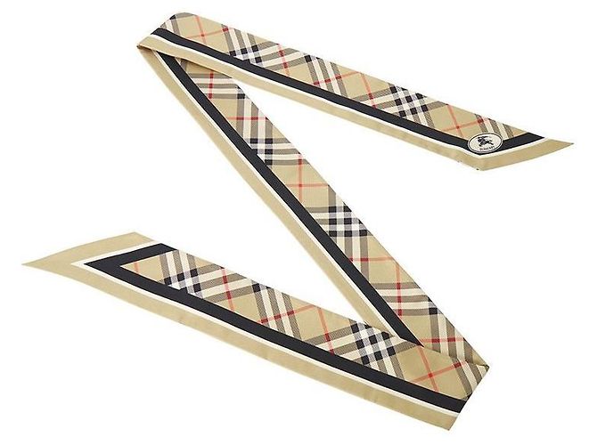 Burberry Sciarpa Skinny in Seta da Donna Check - vista 4