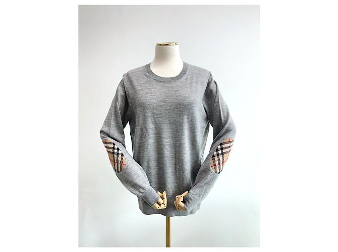 Burberry Damen Strickpullover aus Wolle mit Karomuster und Patches - Ansicht 8