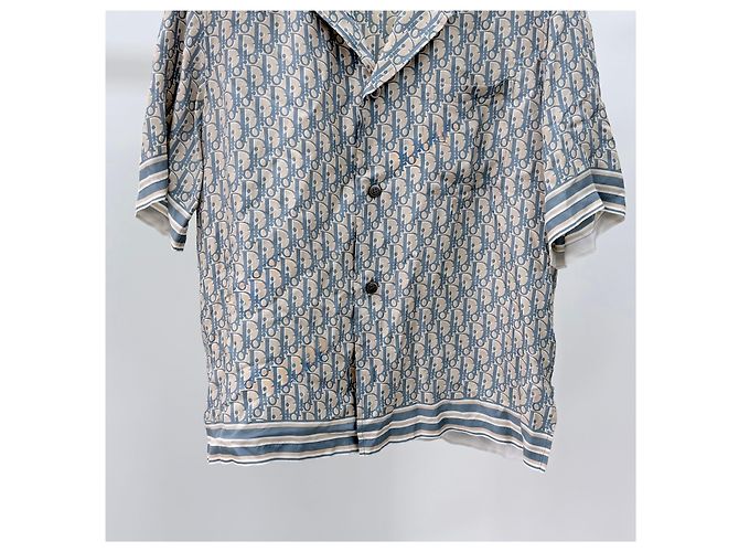 Dior Oblique Jacquard-Seidenhemd mit kurzen Ärmeln - Ansicht 3
