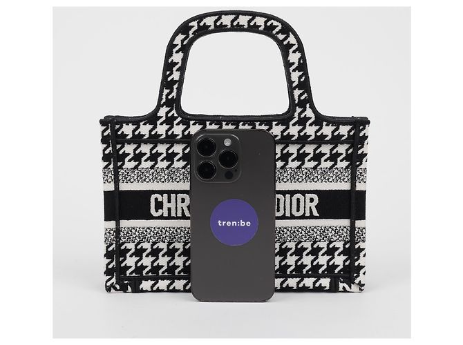 Dior Small Book Tote Bag Hahnentritt Schwarz Weiß - Ansicht 10