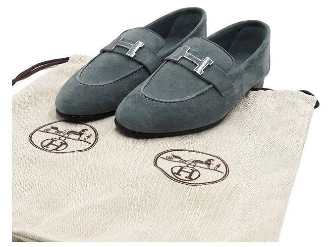 Hermès Mocassini in camoscio con logo argento PARIS da donna - vista 8