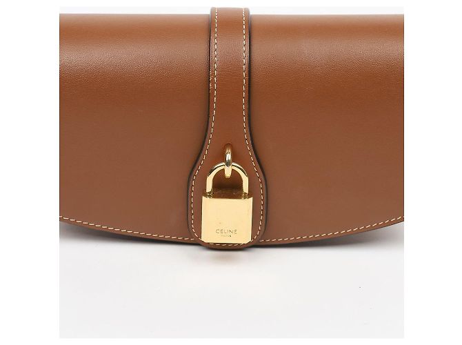 Céline Clutch con correa de piel de becerro lisa Tan - vista 3