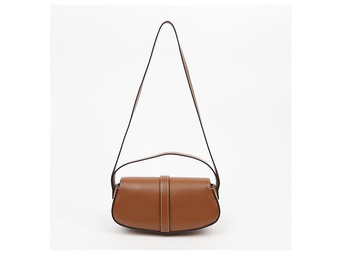 Céline Clutch con correa de piel de becerro lisa Tan - vista 4