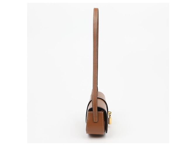 Céline Clutch con correa de piel de becerro lisa Tan - vista 5