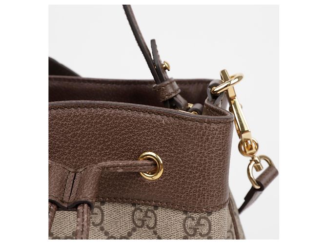 Gucci Mini Borsa Secchiello Ophidia GG Marrone - vista 3
