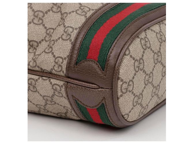 Gucci Mini Borsa Secchiello Ophidia GG Marrone - vista 8