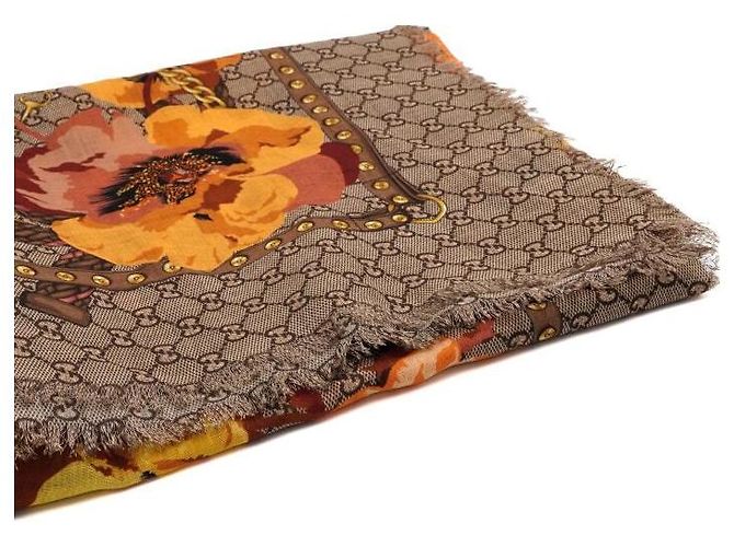 Gucci Wool Flower Print Shawl Scarf - view 2