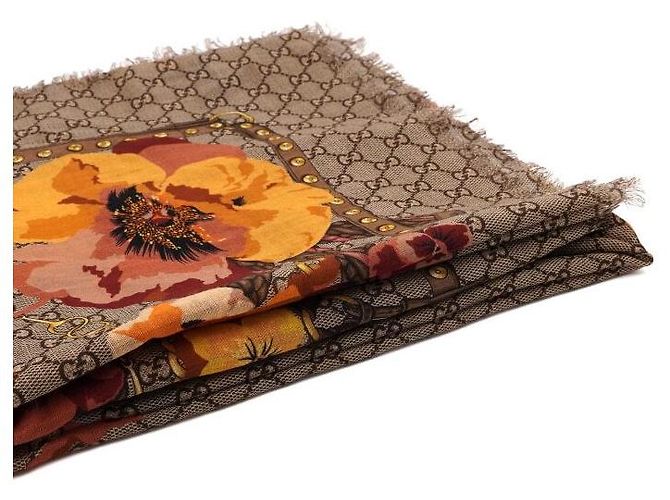Gucci Wool Flower Print Shawl Scarf - view 3