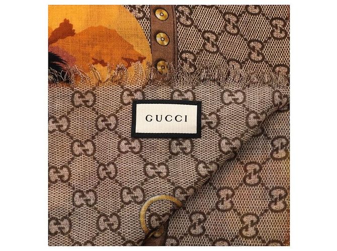 Gucci Wool Flower Print Shawl Scarf - view 4