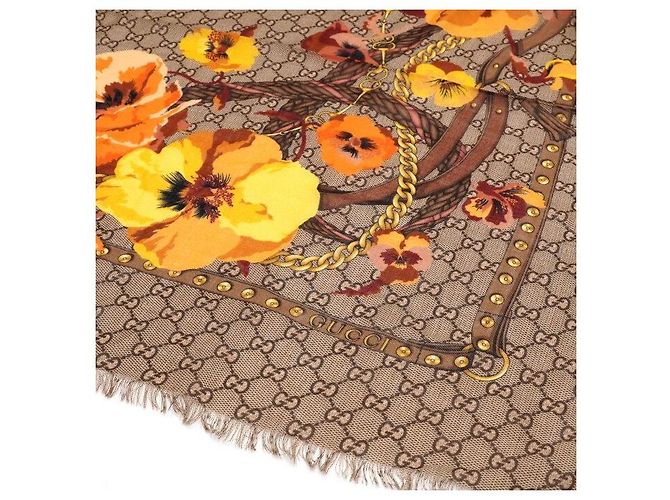 Gucci Wool Flower Print Shawl Scarf - view 5