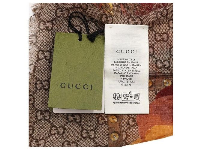 Gucci Wool Flower Print Shawl Scarf - view 6