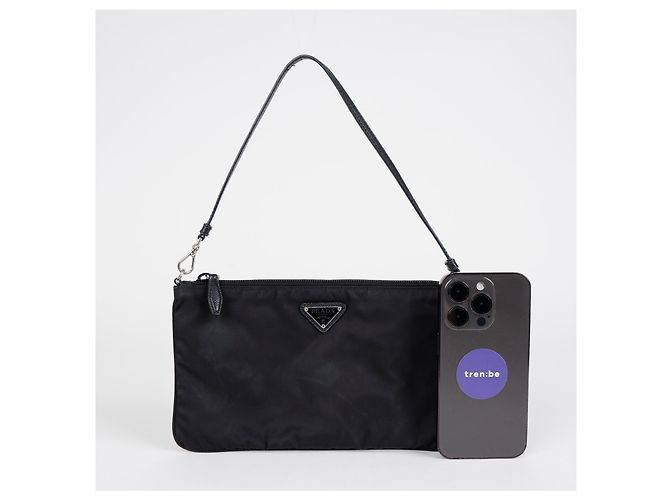 Prada Mini Borsa Tote in Nylon Saffiano Black - vista 11