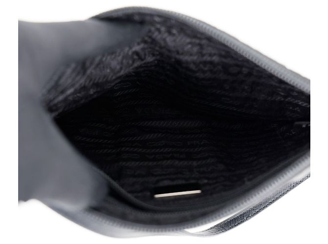Prada Mini Borsa Tote in Nylon Saffiano Black - vista 12