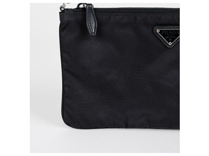 Prada Mini Borsa Tote in Nylon Saffiano Black - vista 3