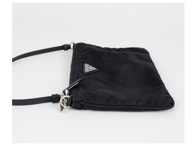 Prada Mini Borsa Tote in Nylon Saffiano Black - vista 6