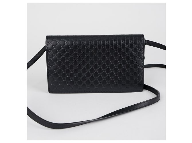 Gucci Borsa a Tracolla Mini Leather Microshima Nera - vista 4