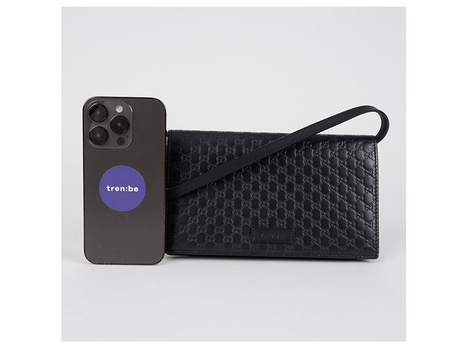 Gucci Borsa a Tracolla Mini Leather Microshima Nera - vista 8