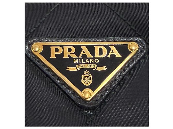 Prada Sac à épaule matelassé à chaîne avec logo Triangle Noir - vue 7
