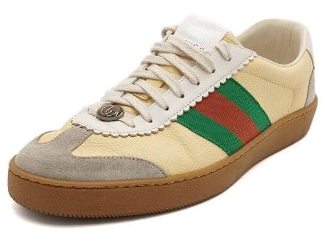 Gucci Sneakers da uomo Web in pelle e camoscio Ivory - vista 2
