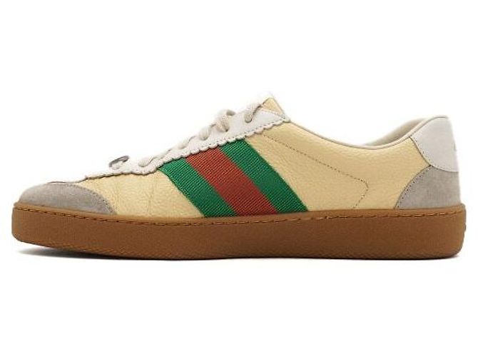 Gucci Sneakers da uomo Web in pelle e camoscio Ivory - vista 4