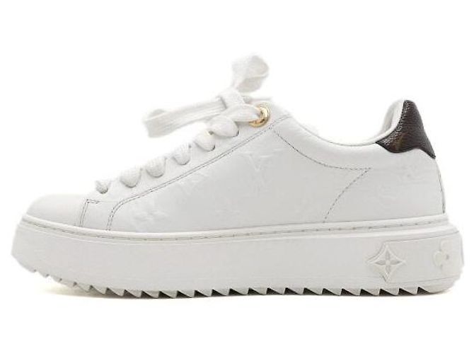 Louis Vuitton Sneakers Timeout da donna in pelle bianca monogram - vista 4