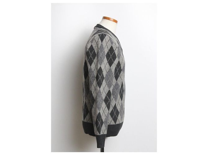 Moncler Argyle Strickpullover mit V Ausschnitt - Ansicht 4
