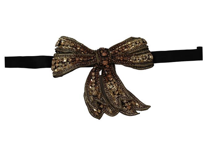 Dolce & Gabbana Fiocco in seta tono oro con strass da donna - vista 3