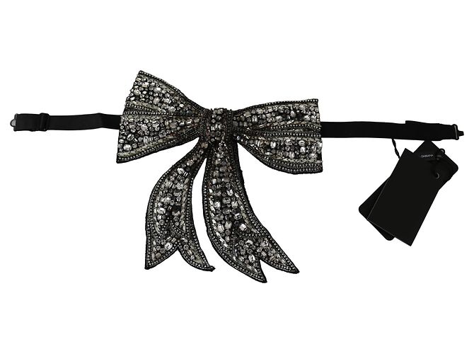 Dolce & Gabbana Damen-Schleife aus Seide mit Kristallen, silberfarben - Ansicht 2
