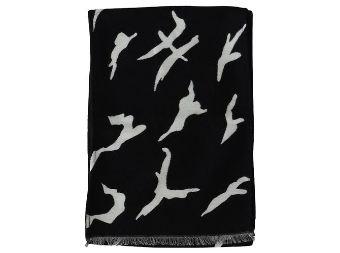 Givenchy Sciarpa Sciarpa Unisex Invernale Calda in Lana Bianco e Nero - vista 2