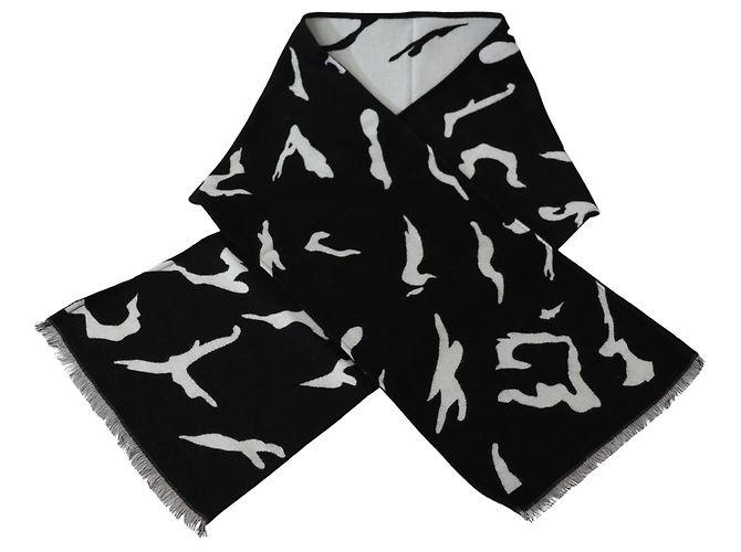 Givenchy Sciarpa Sciarpa Unisex Invernale Calda in Lana Bianco e Nero - vista 3