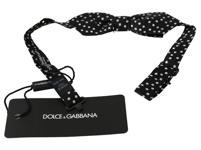 Dolce & Gabbana Papillon da Uomo a Pois Neri % Silk - vista 2