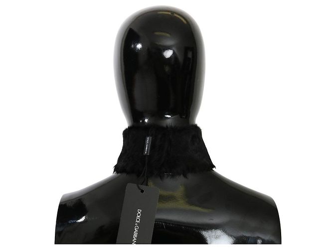 Dolce & Gabbana Collarino Wrap in Pelliccia Nera Sciarpa in Pelle di Agnello - vista 2