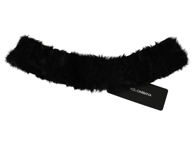Dolce & Gabbana Collarino Wrap in Pelliccia Nera Sciarpa in Pelle di Agnello - vista 3