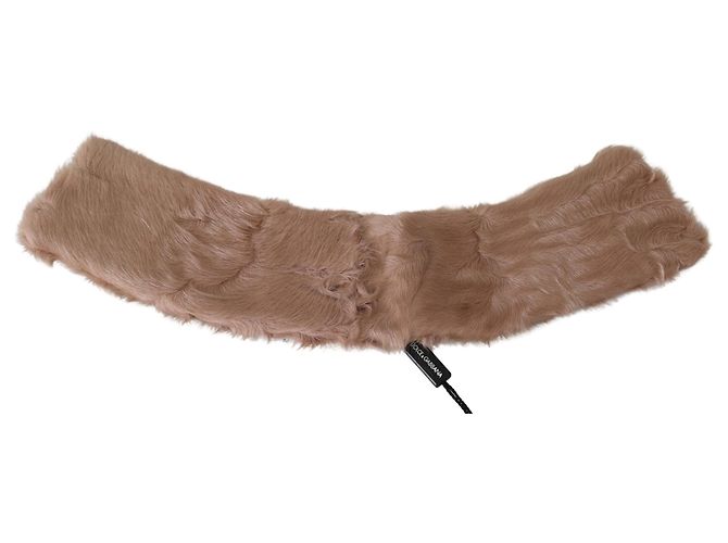 Dolce & Gabbana Colar de pele bege e cachecol de lambskin - vista 2