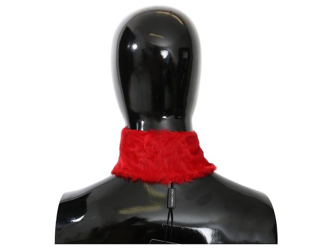 Dolce & Gabbana Collar Wrap in Pelliccia Rossa Sciarpa in Lambskin - vista 3