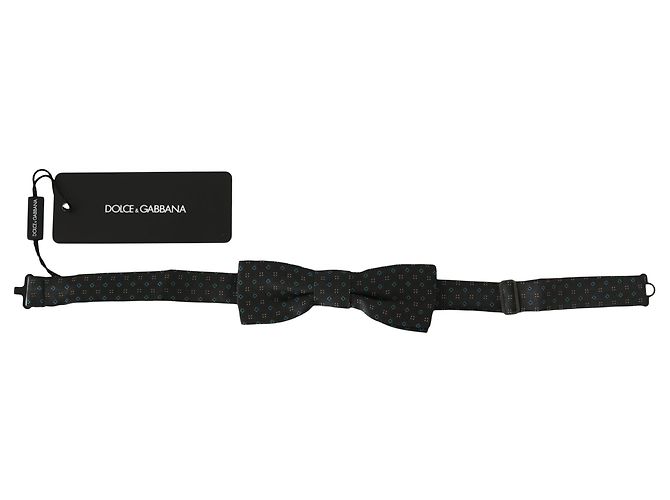 Dolce & Gabbana Men Gray Pattern Silk Adjustable Neck Papillon Bow Tie - view 2