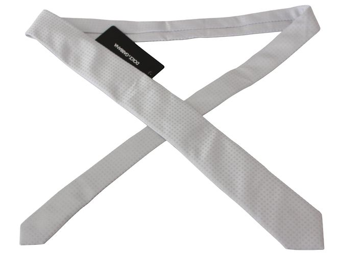 Dolce & Gabbana White Patterned Classic Mens Slim Necktie Tie - view 2