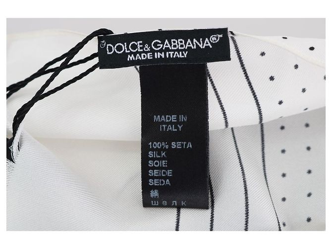 Dolce & Gabbana Skinny Scarf in seta bianca a pois - vista 5