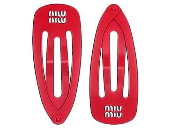 Fermaglio per capelli Miu Miu in metallo rosso - vista 4