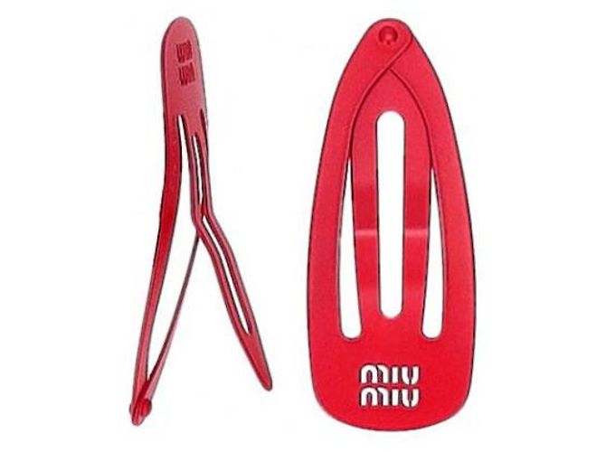 Fermaglio per capelli Miu Miu in metallo rosso - vista 5
